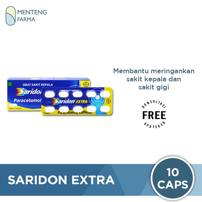 Saridon Extra 10 Tablet - Cepat Meredakan Sakit Kepala dan Sakit Gigi - Menteng Farma