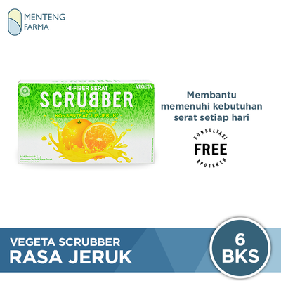 Vegeta Scrubber Rasa Jeruk 6 Sachet - Minuman Kaya Serat Alami - Menteng Farma