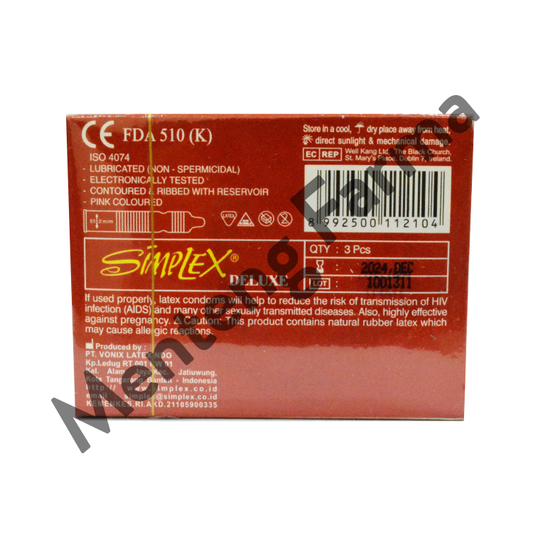 Kondom Simplex Deluxe - Isi 3 - Menteng Farma