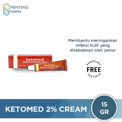 Ketomed 2% Cream 15 Gram - Salep Kulit Panu, Kurap, Kudis, Kutu Air - Menteng Farma