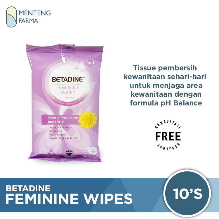 Betadine Feminine Wipes Gentle Protection Isi 10 Lembar - Tisu Basah - Menteng Farma