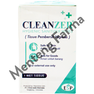 Cleanzer Hygenic Sanitizer Wipes Isi 10 Pcs - Tisu Pembersih Higienis - Menteng Farma