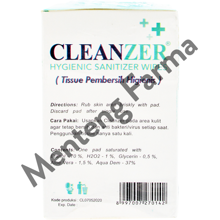 Cleanzer Hygenic Sanitizer Wipes Isi 10 Pcs - Tisu Pembersih Higienis - Menteng Farma