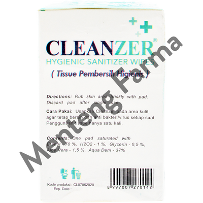 Cleanzer Hygenic Sanitizer Wipes Isi 10 Pcs - Tisu Pembersih Higienis - Menteng Farma