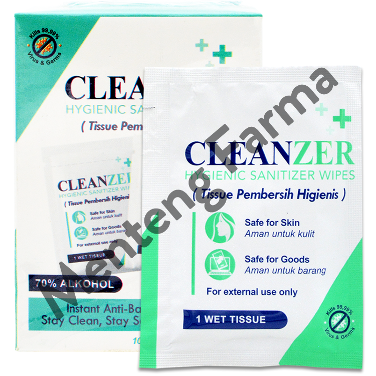 Cleanzer Hygenic Sanitizer Wipes Isi 10 Pcs - Tisu Pembersih Higienis - Menteng Farma