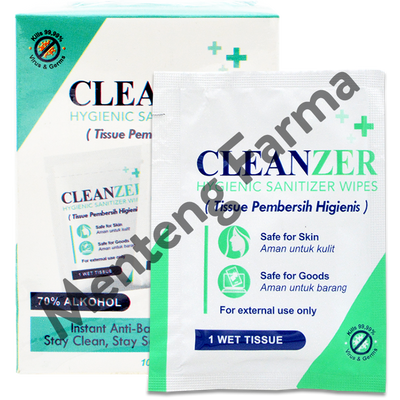 Cleanzer Hygenic Sanitizer Wipes Isi 10 Pcs - Tisu Pembersih Higienis - Menteng Farma