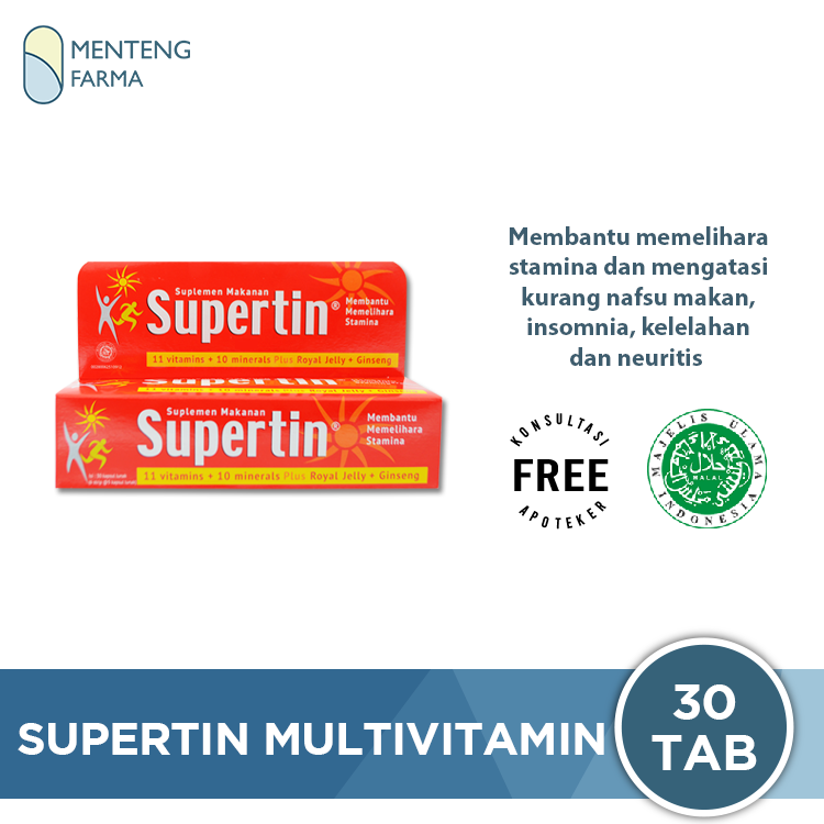 Supertin Multivitamin 30 Tablet - Meningkatkan Stamina & Sistem Imun - Menteng Farma