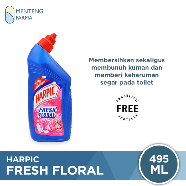 Harpic Fresh Floral 495 ML - Pembersih Toilet Efektif Membunuh Kuman - Menteng Farma