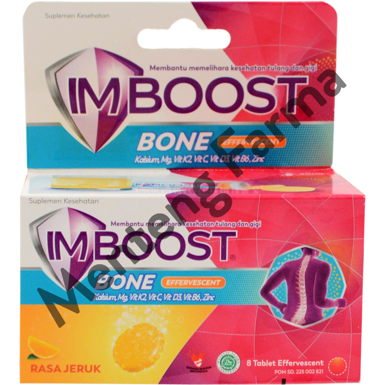 Imboost Bone Efferrvescent 8 Tablet - Suplemen Kesehatan Tulang dan Gigi - Menteng Farma