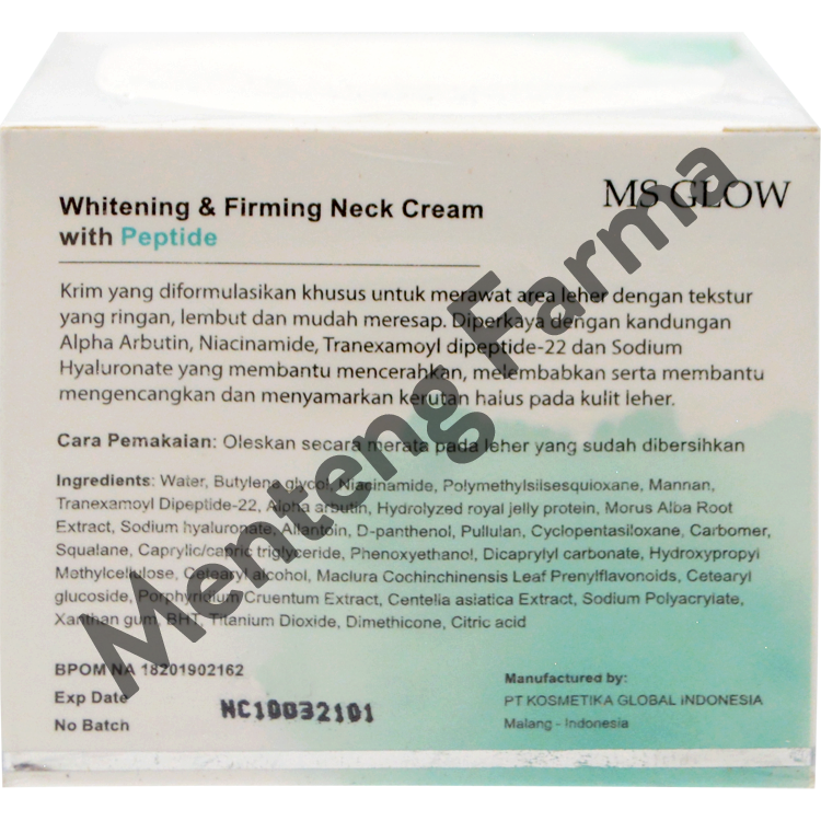 Ms Glow Whitening & Firming Neck Cream with Peptide 30 Gr - Krim Perawatan Kulit Leher - Menteng Farma