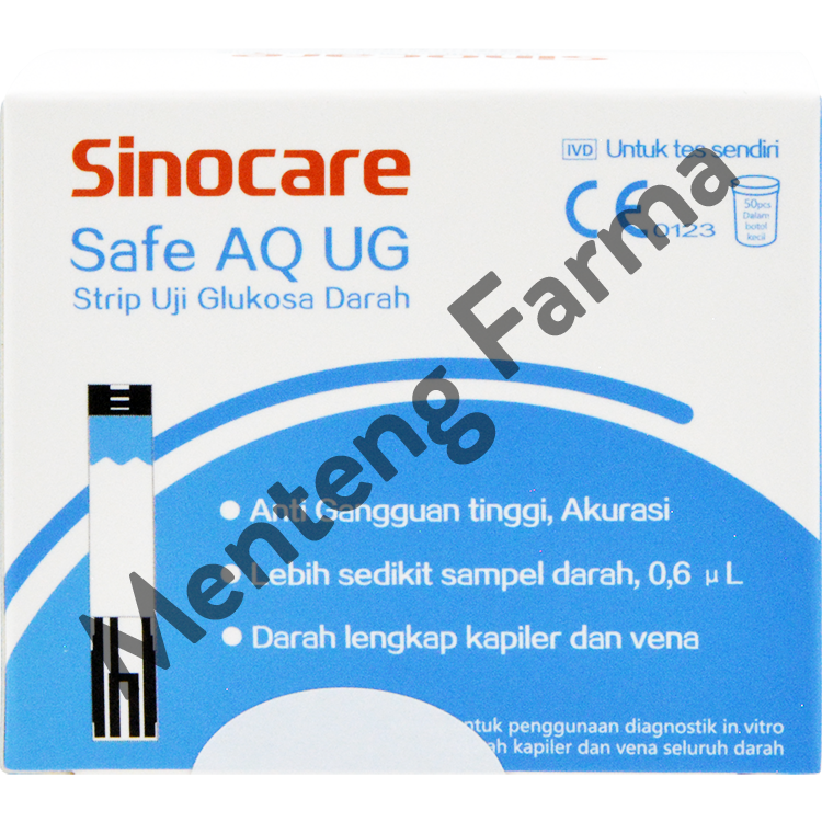 Sinocare Safe AQ UG Strip Uji Gula Darah 50 Pcs - Tes Strip Gula Darah - Menteng Farma