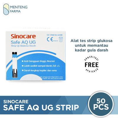 Sinocare Safe AQ UG Strip Uji Gula Darah 50 Pcs - Tes Strip Gula Darah - Menteng Farma