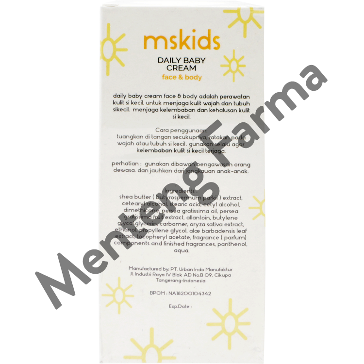 Ms Glow Kids Daily Baby Cream 100 mL - Krim Pelembab Kulit Kering Bayi dan Anak - Menteng Farma