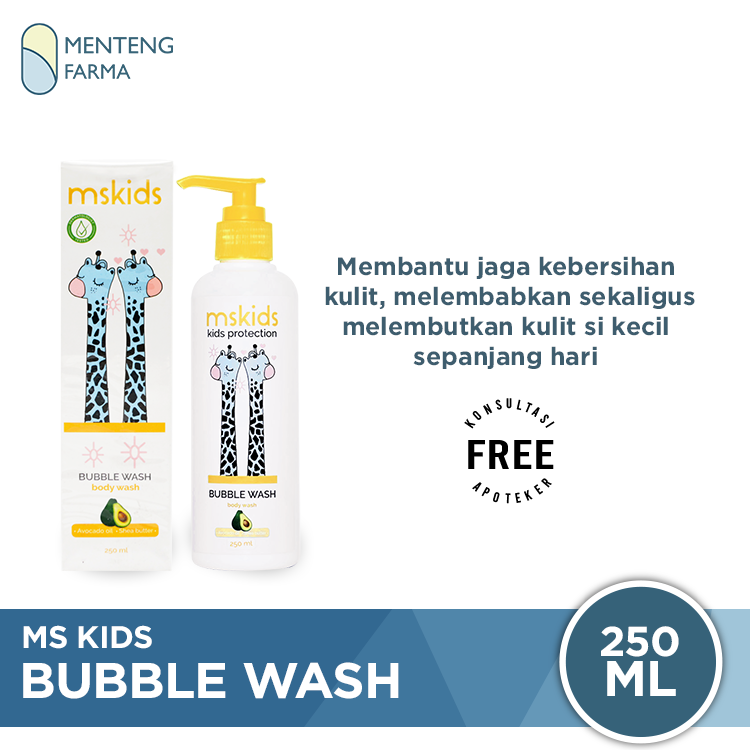 Ms Glow Kids Bubble Wash 250 mL - Sabun Mandi Bayi dan Anak - Menteng Farma