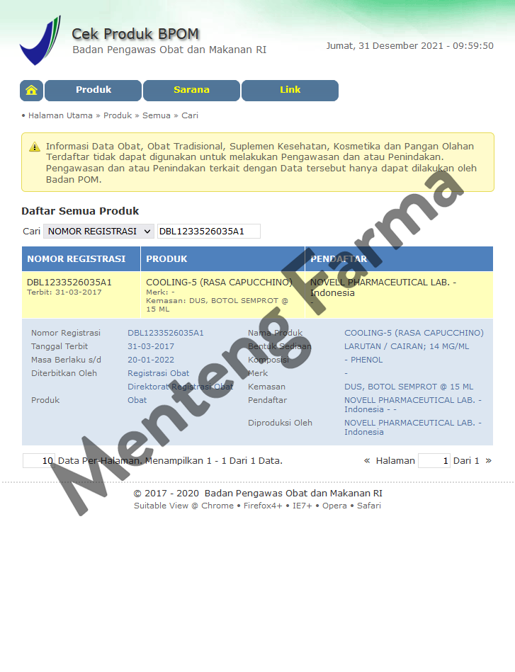 Cooling 5 Spray Cappucino - Obat Sariawan Sakit Tenggorokan Radang Gusi - Menteng Farma