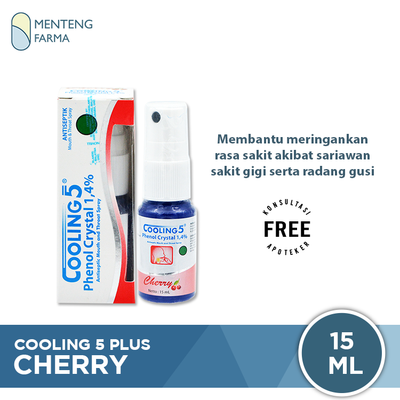 Cooling 5 Spray Cherry - Obat Sariawan Sakit Tenggorokan Radang Gusi - Menteng Farma