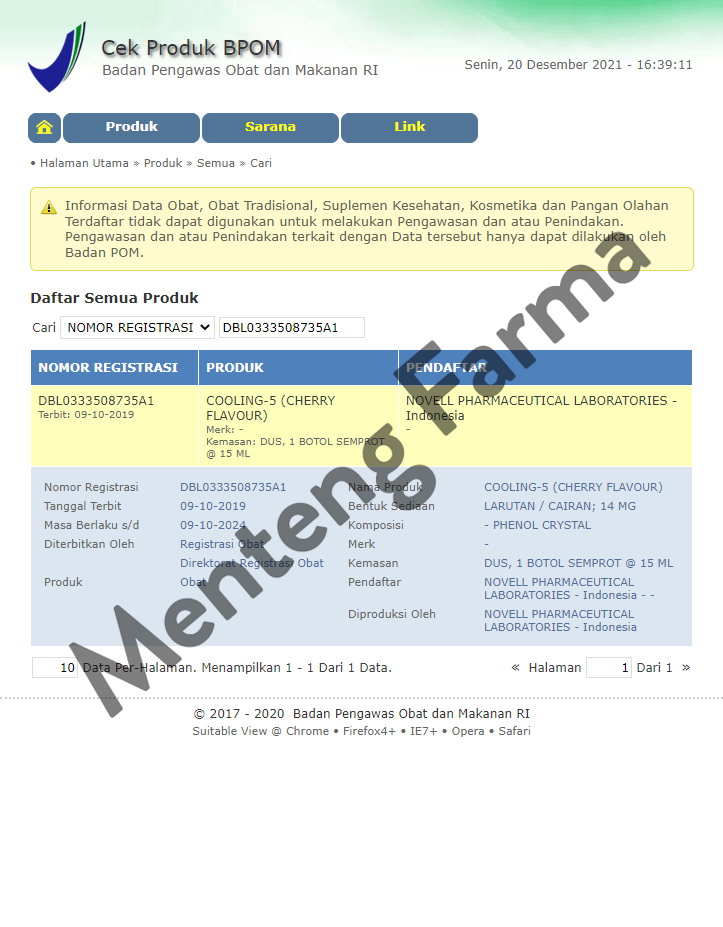 Cooling 5 Spray Cherry - Obat Sariawan Sakit Tenggorokan Radang Gusi - Menteng Farma