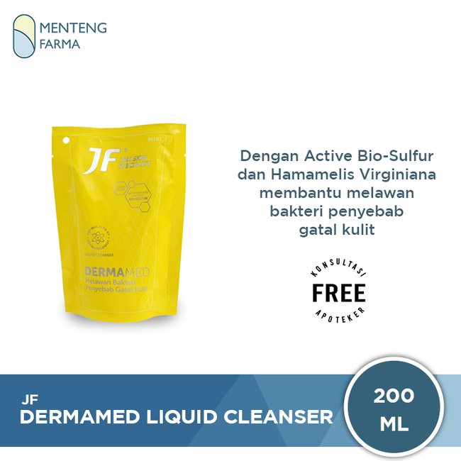 JF Dermamed Liquid Cleanser Pouch 200 mL - Sabun Antibakteri untuk Gatal Gatal Kulit - Menteng Farma