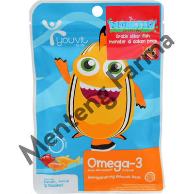 Youvit Omega 3 Kids 7 Gummies - Suplemen Omega 3 Bentuk Gummy Rasa Mix Buah - Menteng Farma