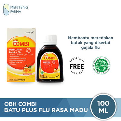 OBH Combi Batuk Plus Flu Madu 100 mL - Sirup Obat Batuk Flu - Menteng Farma