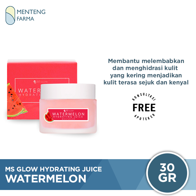 Ms Glow Watermelon Hydrating Juice Moisturizer - Pelembab Wajah untuk Menghidrasi Kulit Kering Bruntusan dan Iritasi - Menteng Farma