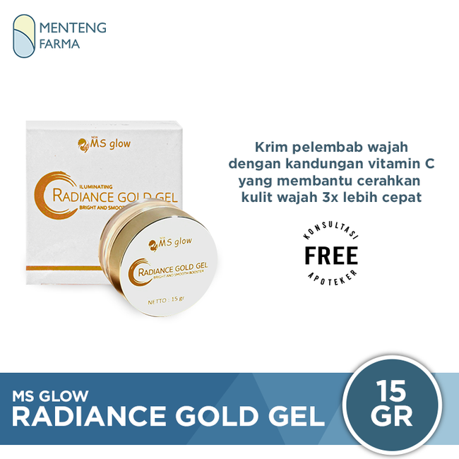 Ms Glow Radiance Gold Gel 15 Gr - Whitening Booster Dengan Ekstrak Gold dan Vitamin C - Menteng Farma