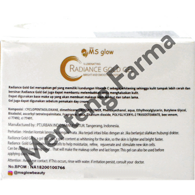 Ms Glow Radiance Gold Gel 15 Gr - Whitening Booster Dengan Ekstrak Gold dan Vitamin C - Menteng Farma