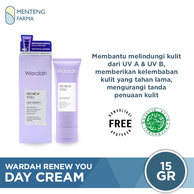 Wardah Renew You Day Cream 15 Gr - Pelembab Wajah Anti Aging - Menteng Farma