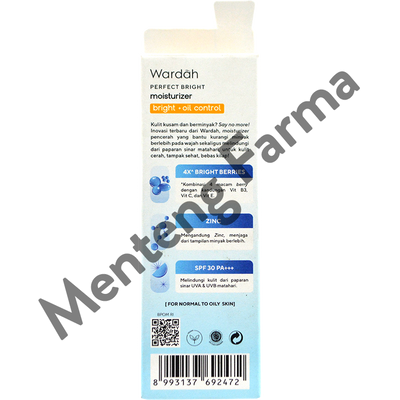 Wardah Perfect Bright Moisturizer SPF 30 20 mL - Krim Pelembab Wajah Cerah Bebas Kilap - Menteng Farma