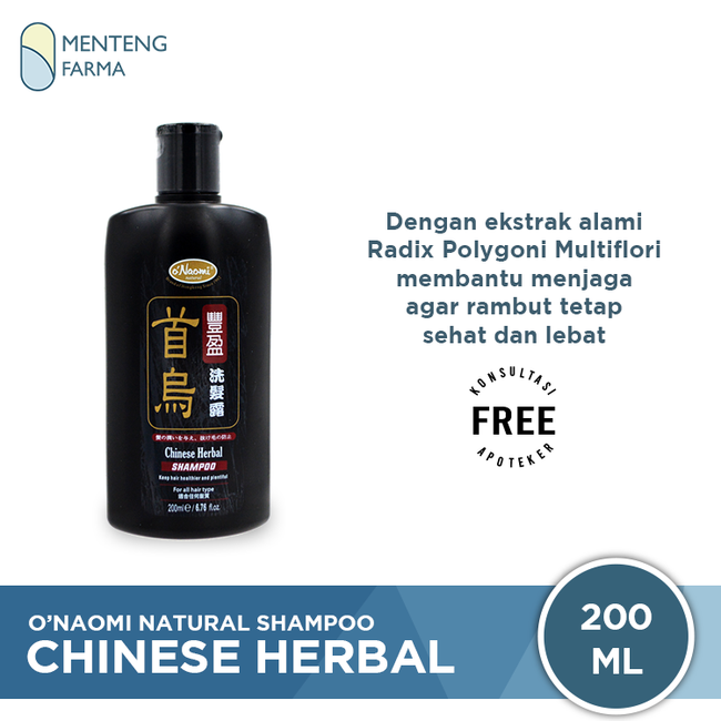 O'Naomi Chinese Herbal Shampoo 200 mL - Shampo Anti rontok dan Penyubur rambut - Menteng Farma