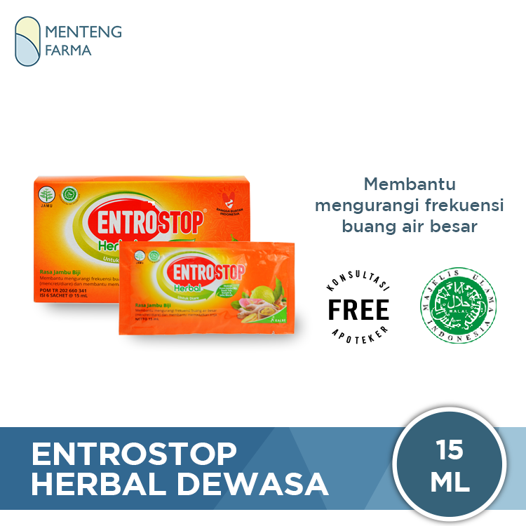 Entrostop Herbal Dewasa Sachet - Obat Diare Dengan Bahan Alami - Menteng Farma