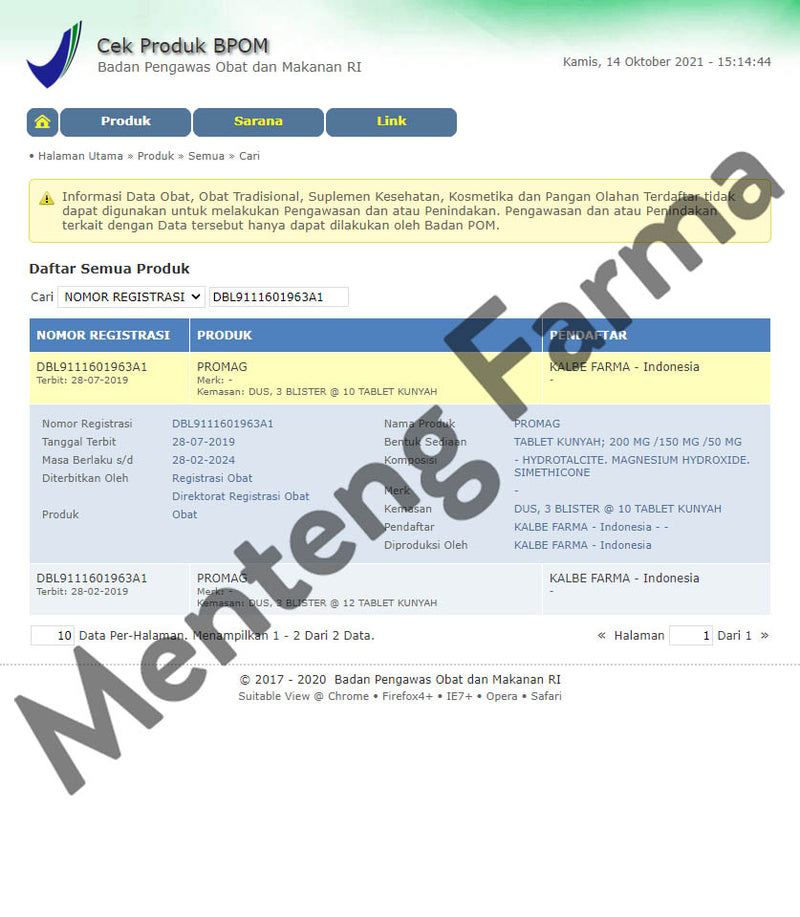 Promag Tablet Strip - Obat Sakit Maag dan Asam Lambung - Menteng Farma