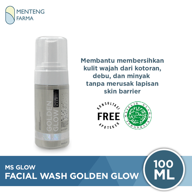 MS Glow Facial Wash Golden Glow 100 mL - Pembersih Wajah Dengan Gold Extract - Menteng Farma
