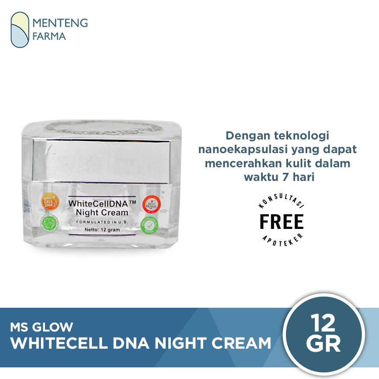 MS Glow White Cell DNA Night Cream 12 Gr - Krim Malam Dengan Nanoencapsulation Mencerahkan Dalam 7 Hari - Menteng Farma