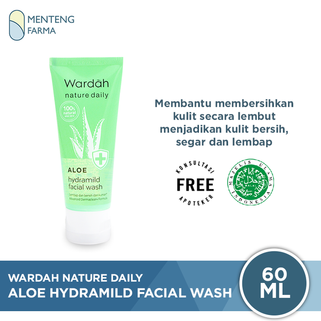 Wardah Nature Daily Aloe Hydramild Facial Wash 60 ML - Menteng Farma