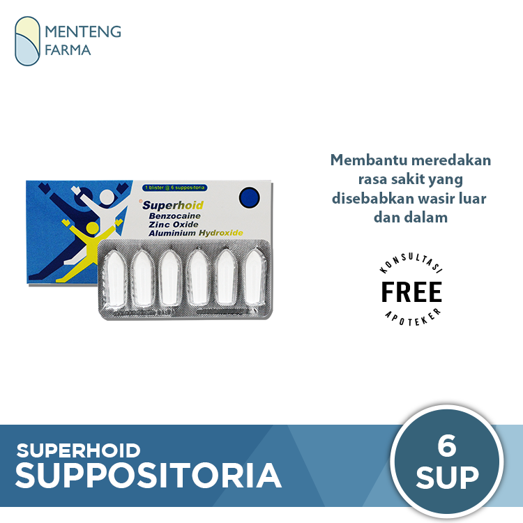 Superhoid Suppositoria Isi 6 - Anti Nyeri Hemoroid, Wasir, Ambeien – Apotek