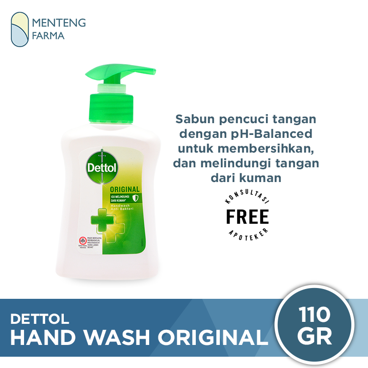 Dettol Handwash Original 110 ML - Sabun Cuci Tangan Antibakteri Aroma Pine - Menteng Farma