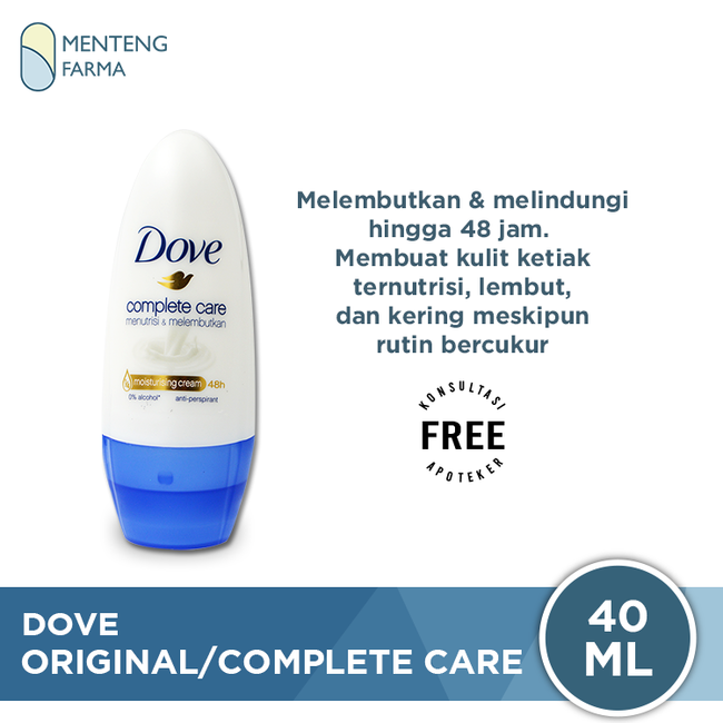 Dove Deodorant Roll On Original 40 ML - Menutrisi dan Melembutkan Kulit Ketiak - Menteng Farma