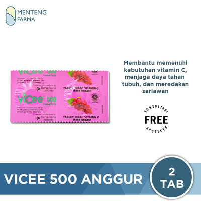 Vicee 500 Mg Anggur 2 Tablet - Tablet Hisap Vitamin C 500 Mg - Menteng Farma