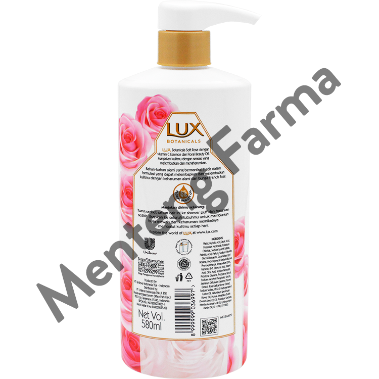 Lux Botanicals Sabun Mandi Cair Soft Rose 580 ML - Sabun Kecantikan dengan Vitamin C Essence - Menteng Farma