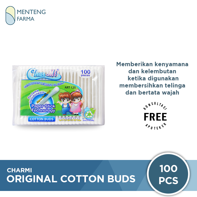 Charmi Cotton Buds Original Art 125 Isi 100 Pcs - Pembersih Telinga - Menteng Farma