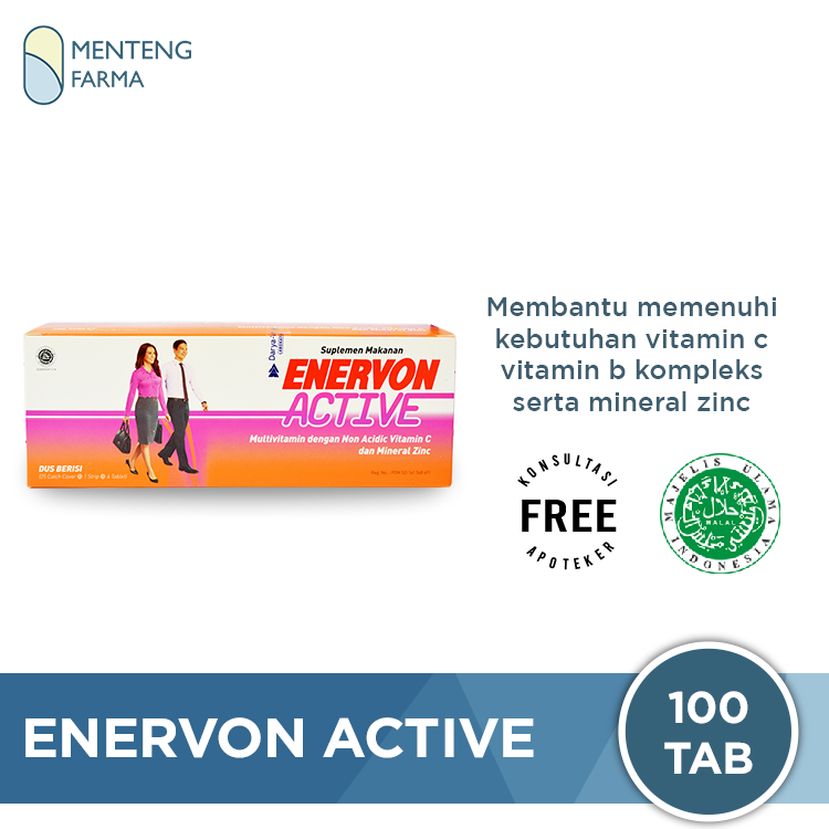 Enervon-C Active 4 Tablet Dus Isi 25 Strip - Suplemen Lengkap untuk Daya Tahan Tubuh - Menteng Farma