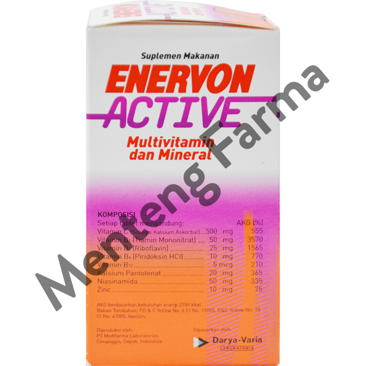 Enervon-C Active 4 Tablet Dus Isi 25 Strip - Suplemen Lengkap untuk Daya Tahan Tubuh - Menteng Farma