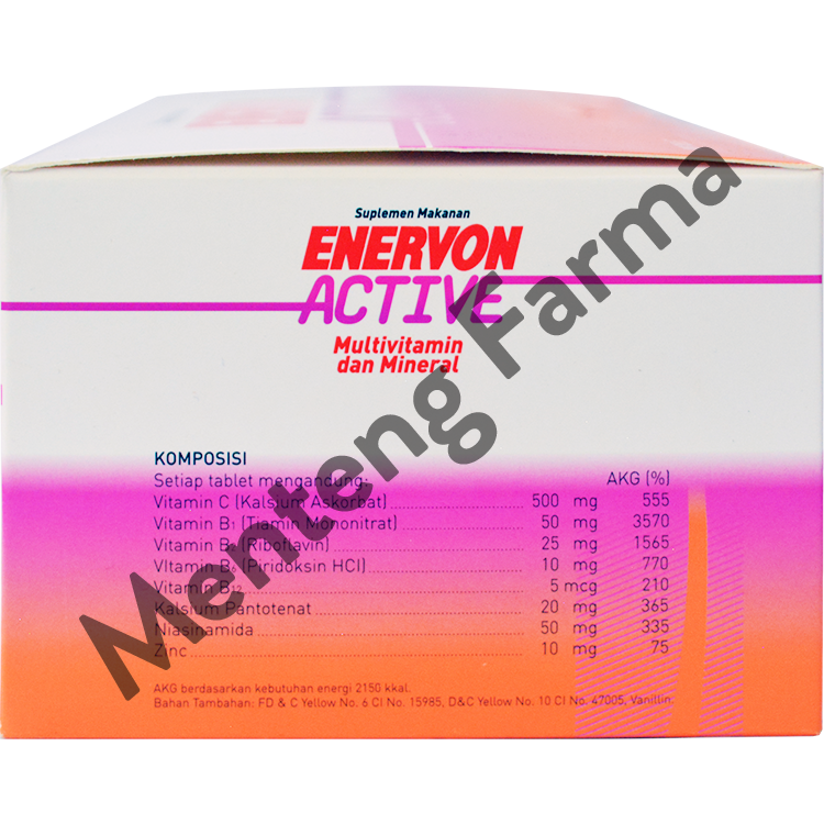 Enervon-C Active 4 Tablet Dus Isi 25 Strip - Suplemen Lengkap untuk Daya Tahan Tubuh - Menteng Farma