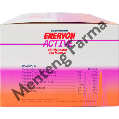 Enervon-C Active 4 Tablet Dus Isi 25 Strip - Suplemen Lengkap untuk Daya Tahan Tubuh - Menteng Farma