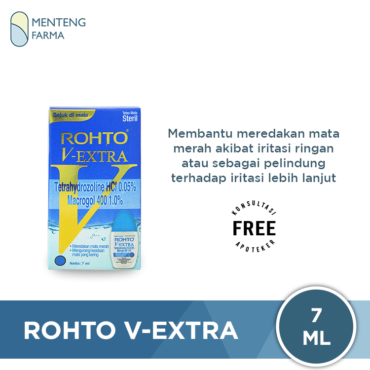 Rohto V-Extra 7 mL - Obat Tetes Mata Merah dan Kering - Menteng Farma