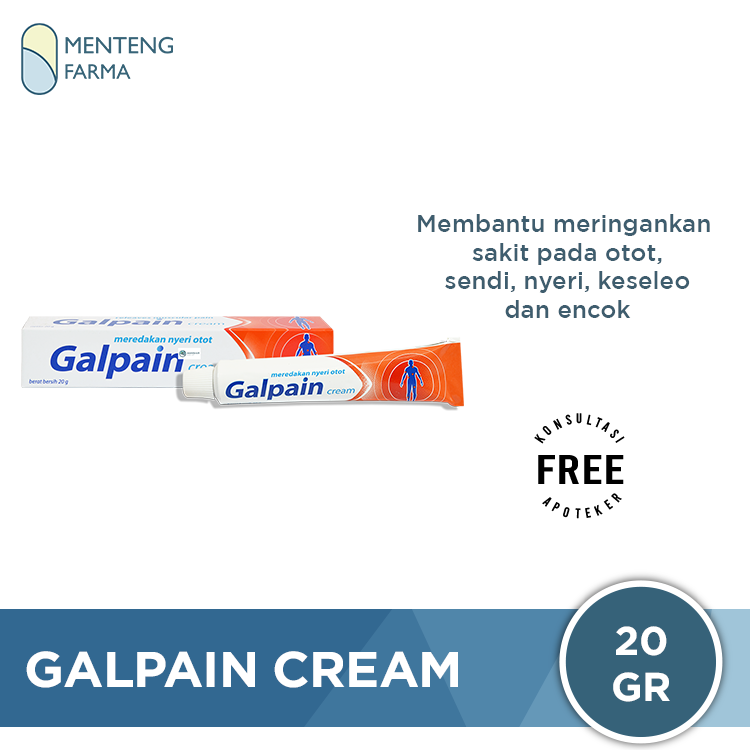 Galpain Cream 20 Gram - Salep Pereda Nyeri Otot, Sendi, Keseleo - Menteng Farma