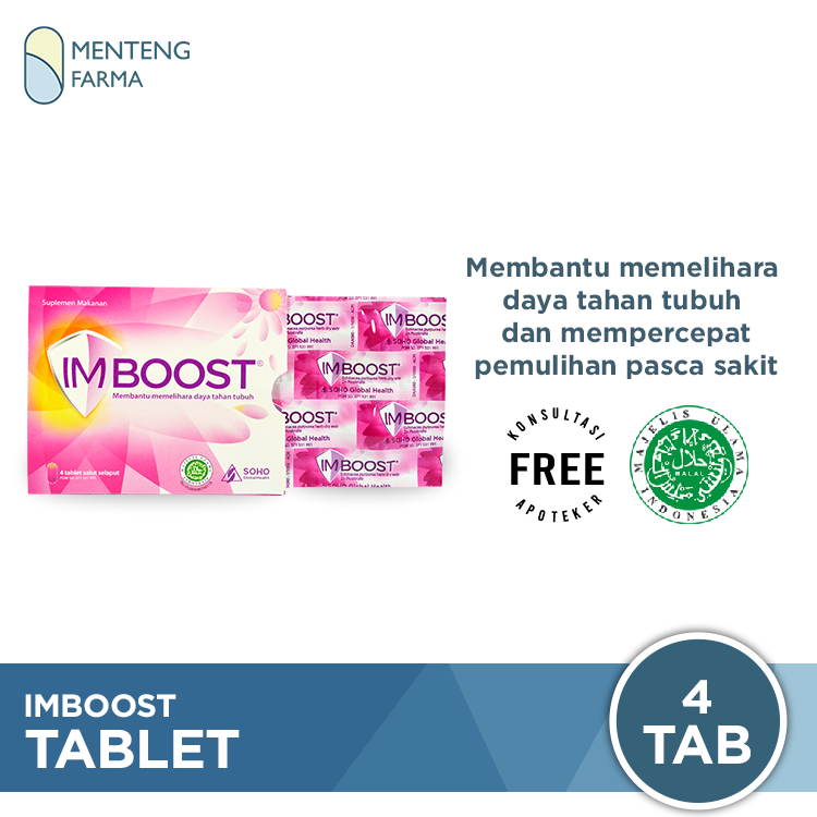 Imboost Tablet Strip Isi 4 - Vitamin Penambah Sistem Imun - Menteng Farma