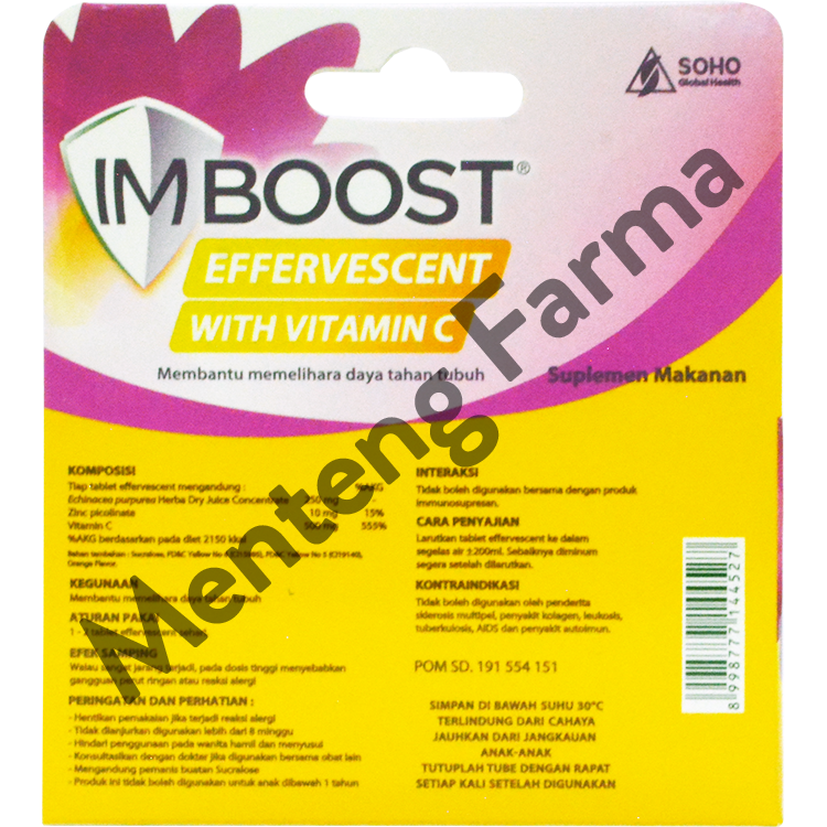 Imboost Effervescent with Vitamin C Rasa Jeruk 8 Tablet - Menteng Farma