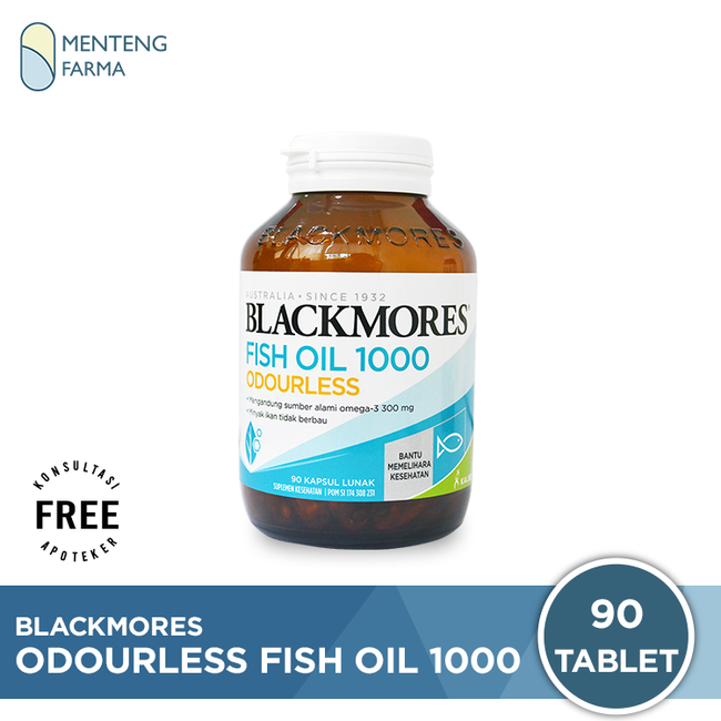 Blackmores Odourless Fish Oil 1000 Mg - Isi 90 Kapsul Lunak - Menteng Farma